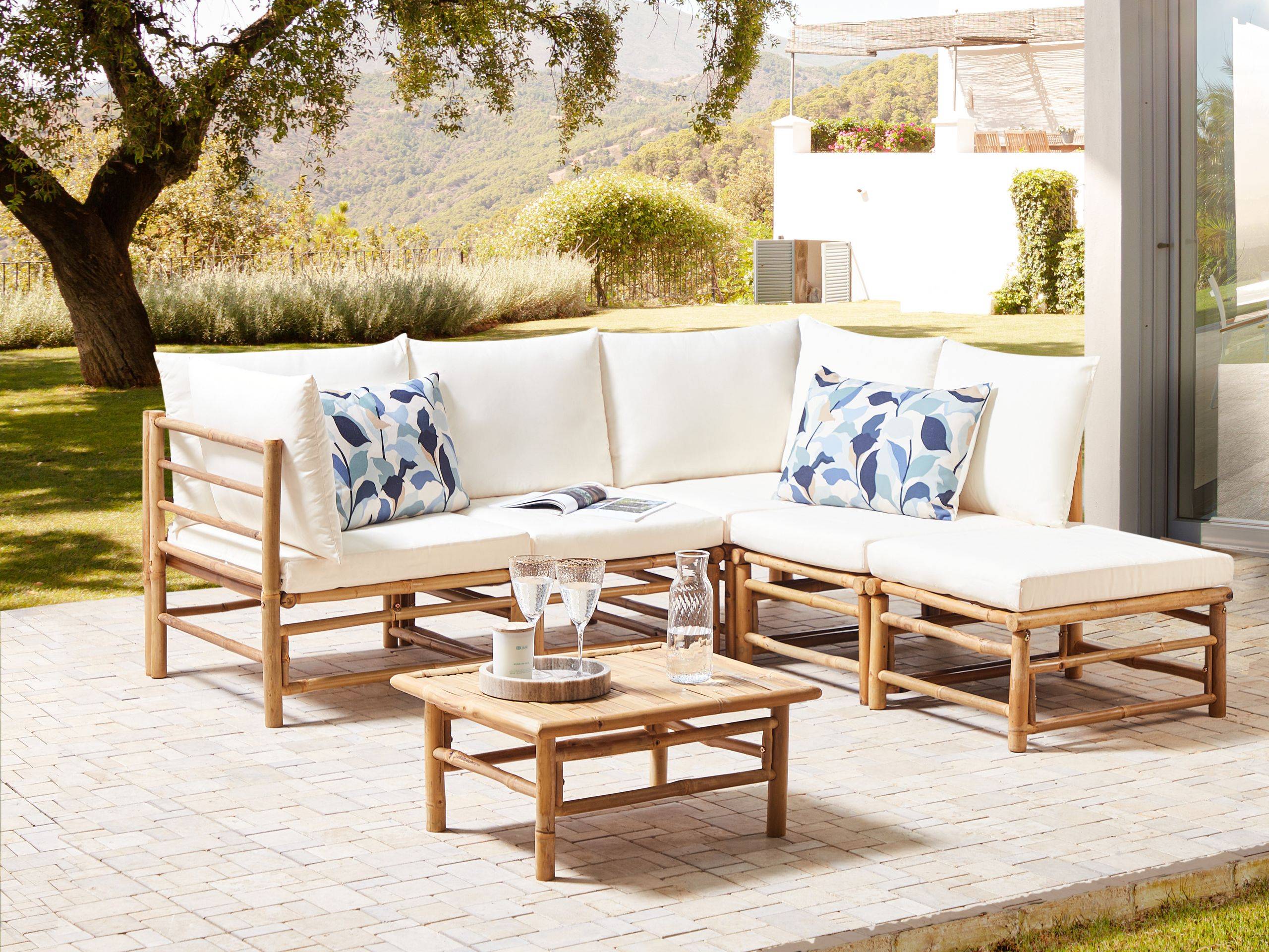 Beliani - Set de jardin, 5 Personnes Bambou Blanc cassé CERRETO - Beliani - Imagen 1