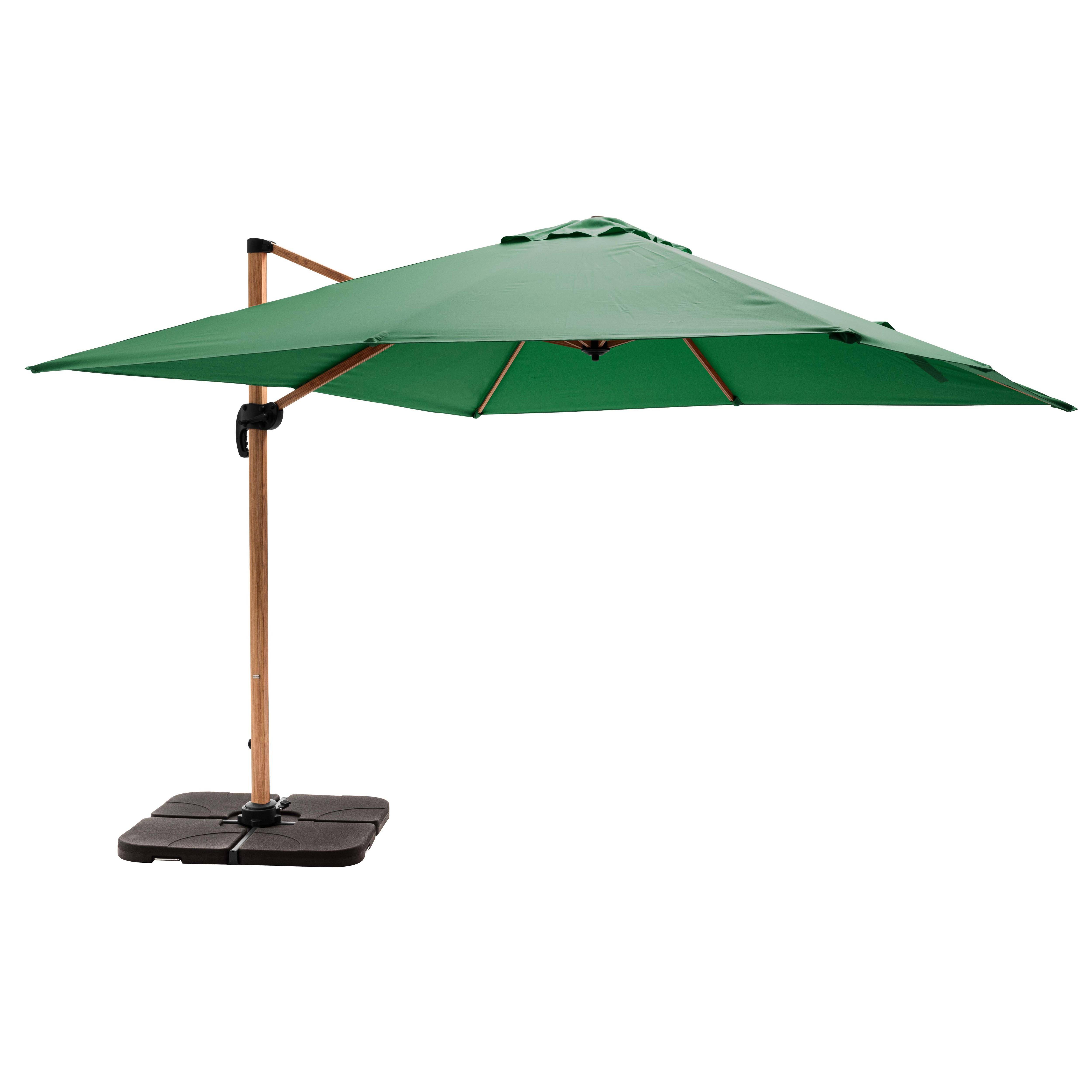 Oviala - Parasol déporté 3x3m et 4 dalles à remplir effet bois vert cactus Brescia - Oviala - Image 1