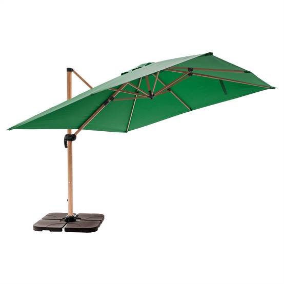 Oviala - Parasol déporté 3x3m et 4 dalles à remplir effet bois vert cactus Brescia - Oviala - Image 4