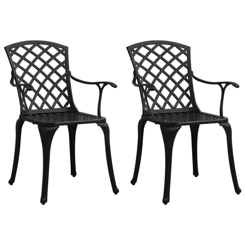 PANGIVO - Chaises de jardin aluminium coulé noir 61 x 60 x 93 cm - PANGIVO