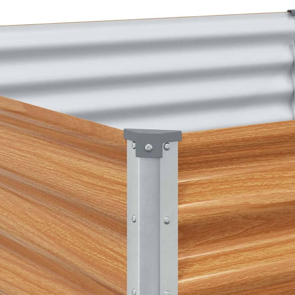 Helloshop26 - Jardinière surélevée design industriel extérieur 390 x 100 x 68 cm avec drainage efficace en acier galvanisé marron clair - Image 6