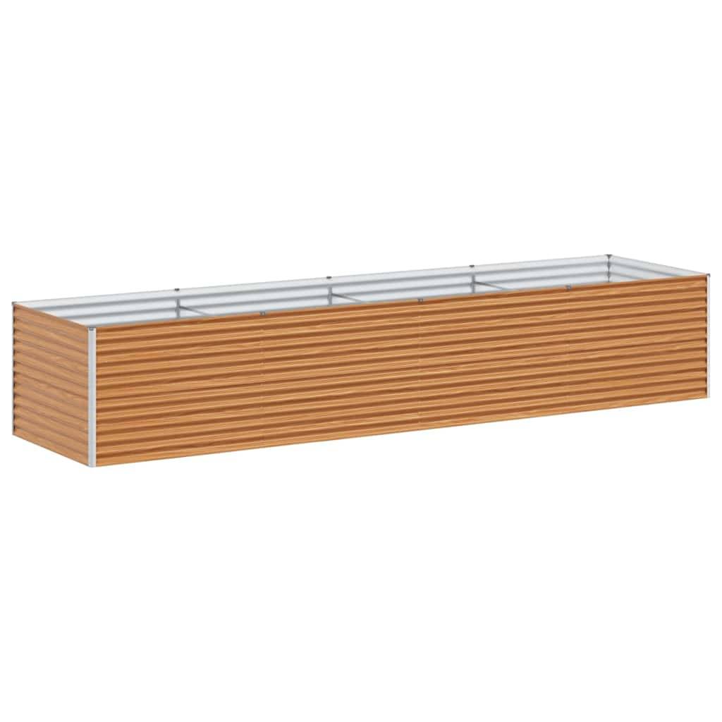 Helloshop26 - Jardinière surélevée design industriel extérieur 390 x 100 x 68 cm avec drainage efficace en acier galvanisé marron clair - Image 4