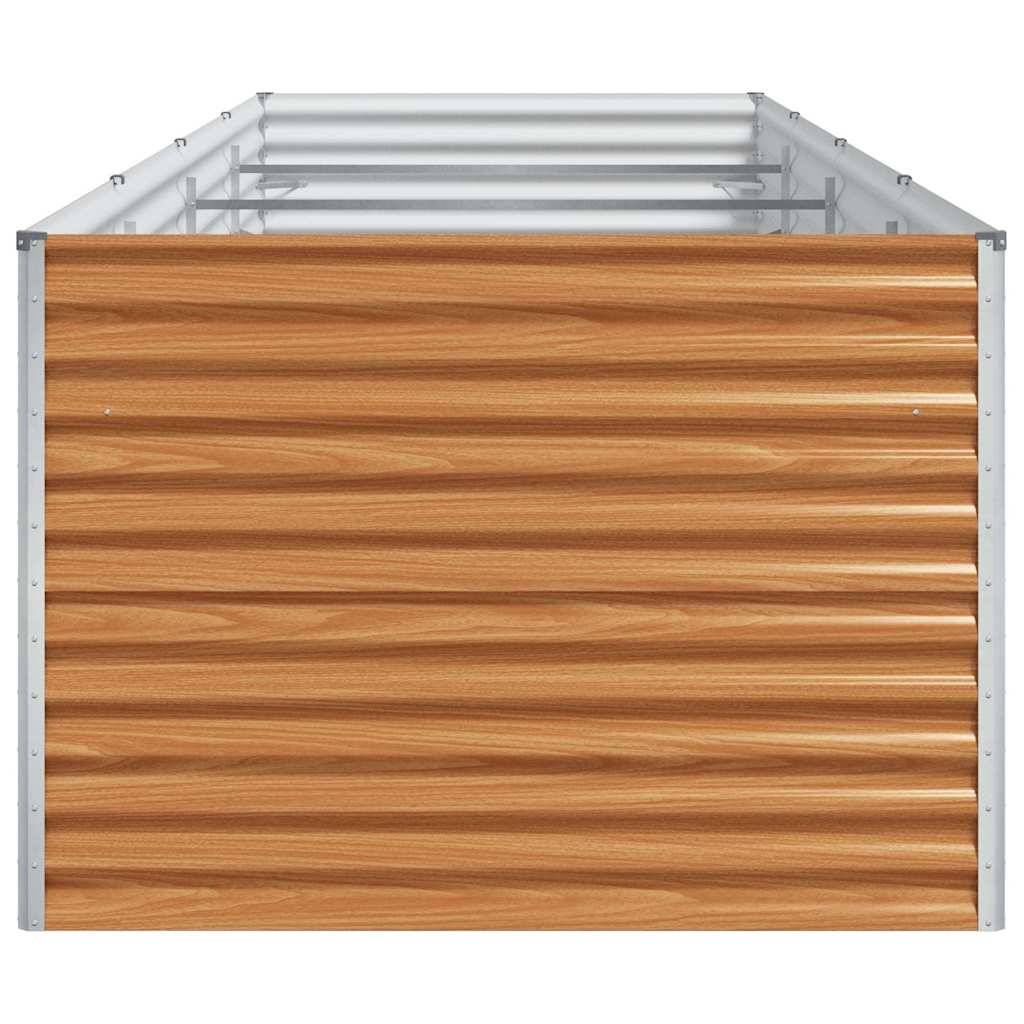Helloshop26 - Jardinière surélevée design industriel extérieur 390 x 100 x 68 cm avec drainage efficace en acier galvanisé marron clair - Image 3