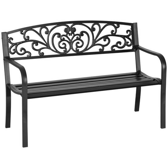 Maison Chic - Banc de Jardin terrasse en Acier Fonte Noir 2 Places 127x60x87 cm Charge Max 240 Kg - Image 3