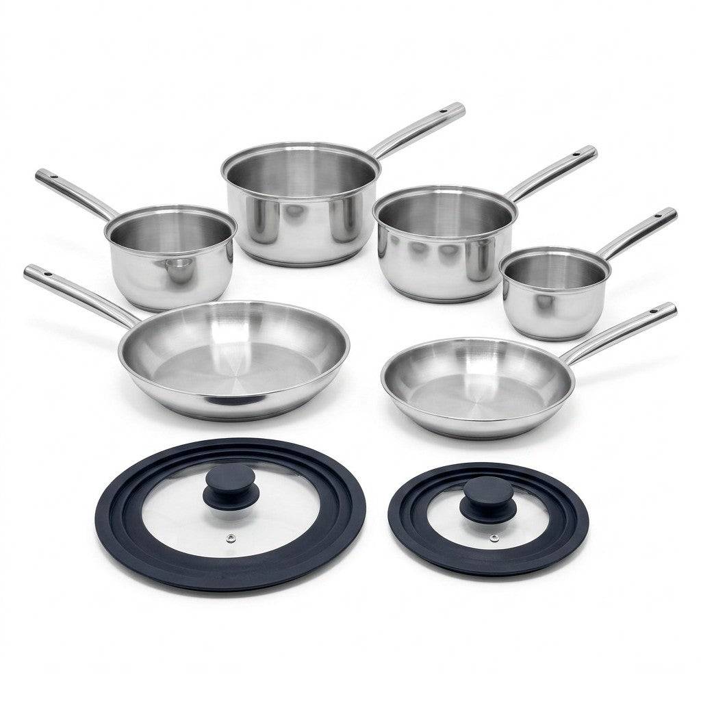 Lot de 4 casseroles 16/18/20/22 cm et 2 poêles en inox 20/28 cm et couvercles Fackelmann Rhona - Image 1
