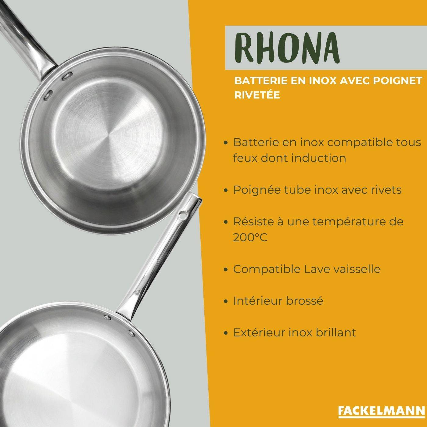 Lot de 4 casseroles 16/18/20/22 cm et 2 poêles en inox 20/28 cm et couvercles Fackelmann Rhona - Image 5