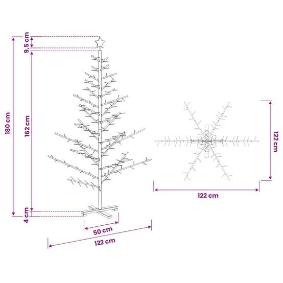 Vidaxl - Arbre de Noël en bois Marron 180 cm Bois de pin massif vidaXL 42018062 - Image 3