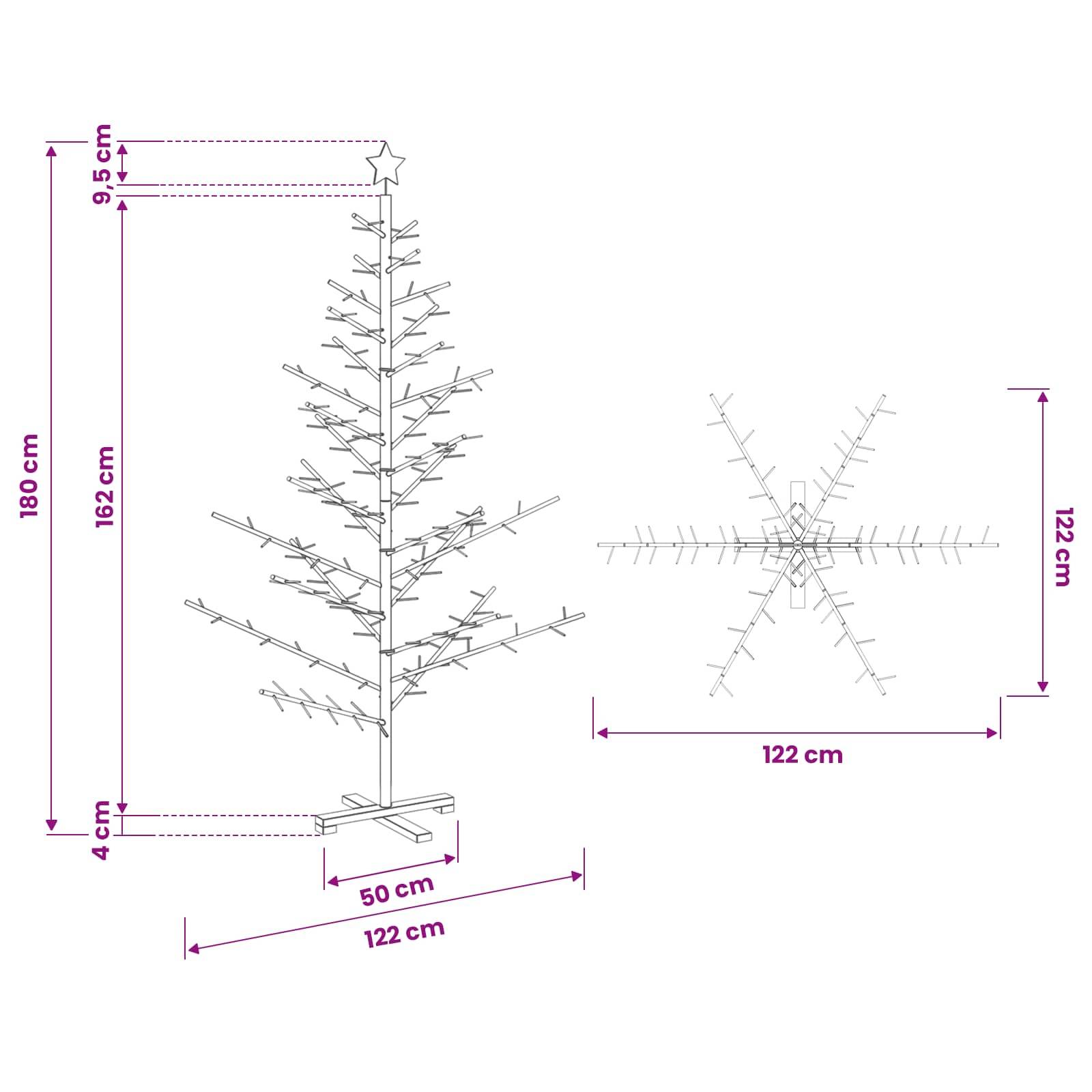 Vidaxl - Arbre de Noël en bois Marron 180 cm Bois de pin massif vidaXL 42018062 - Image 3