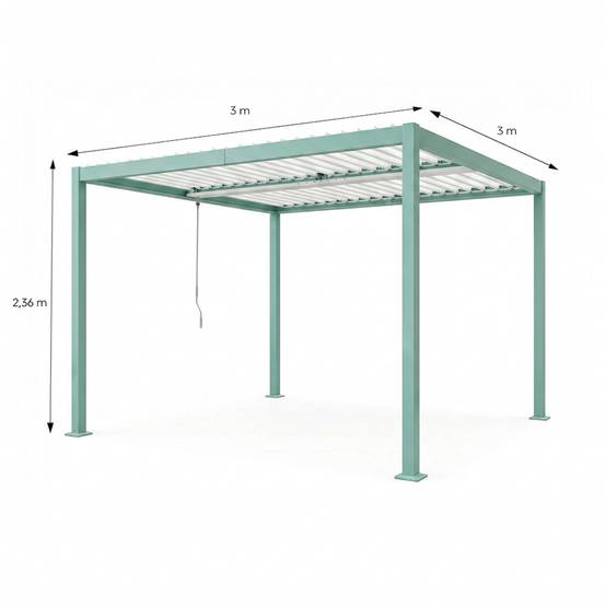 Pergola bioclimatique structure aluminium vert lames orientables 3x3m CORFU - Image 3