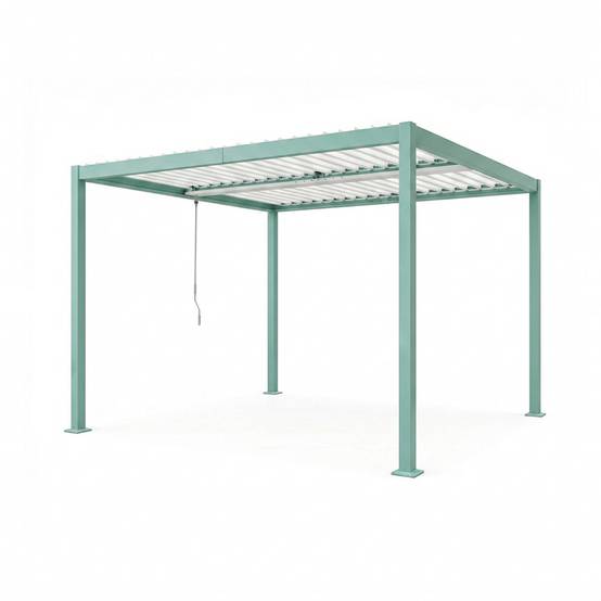Pergola bioclimatique structure aluminium vert lames orientables 3x3m CORFU - Image 1