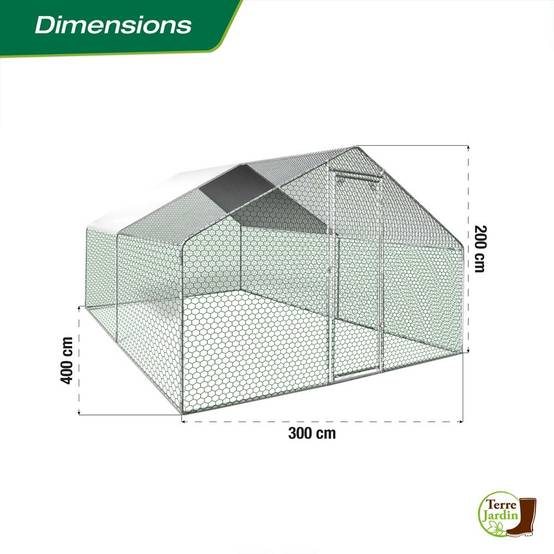 Enclos poulailler - 12M² - Volière extérieure - Parc grillagé - TERRE JARDIN - Image 3