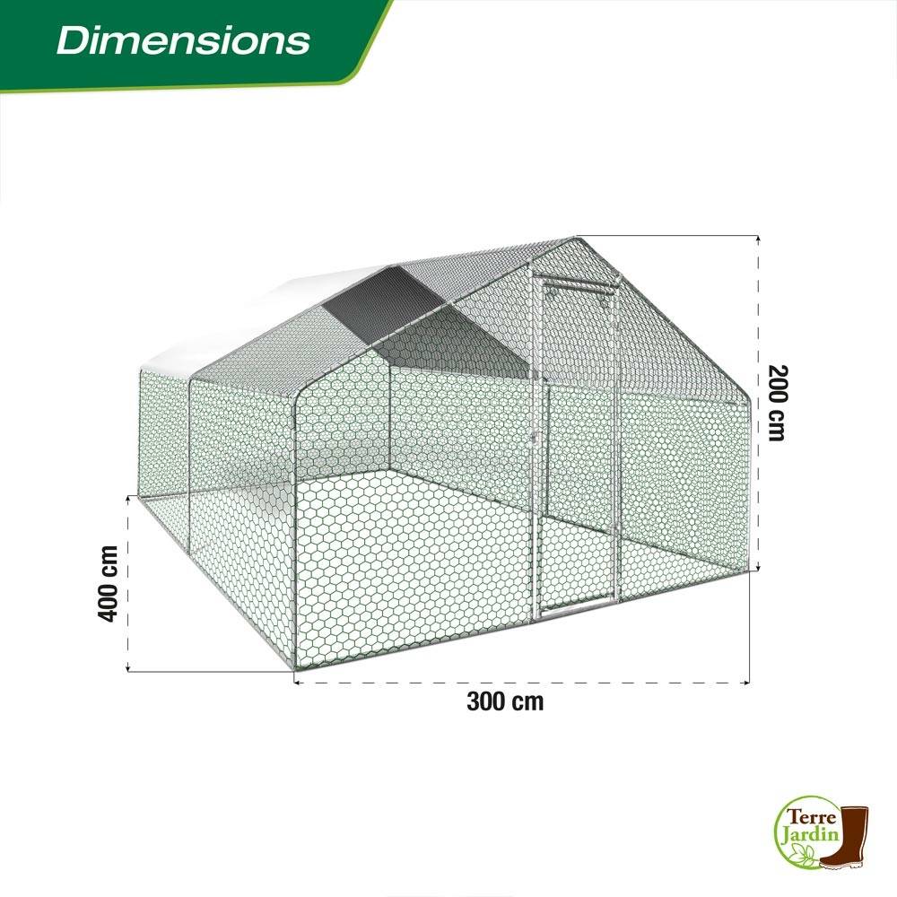 Enclos poulailler - 12M² - Volière extérieure - Parc grillagé - TERRE JARDIN - Image 3