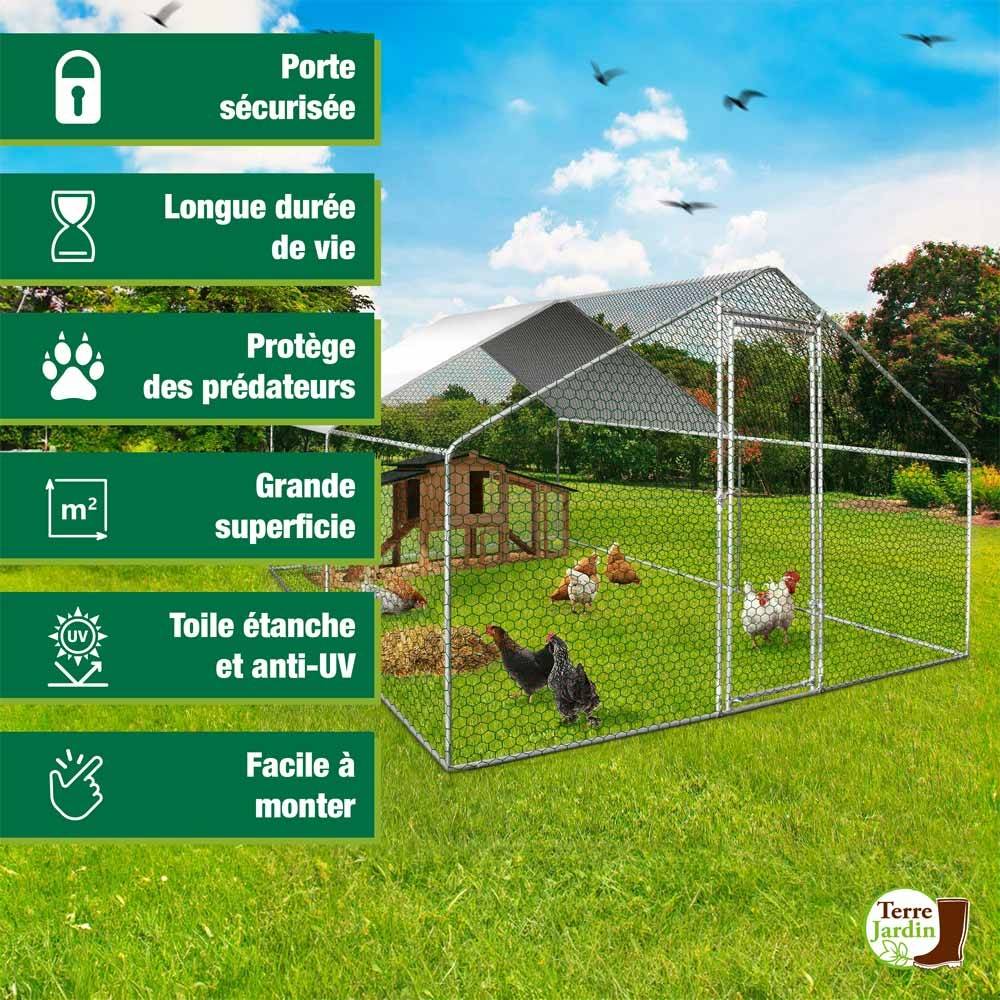 Enclos poulailler - 12M² - Volière extérieure - Parc grillagé - TERRE JARDIN - Image 2