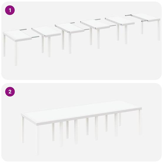Ensemble Repas Extérieur 12 Personnes Rotin Synthétique Table et Chaises pour Jardin Blanc – ComfortXL Outdoor Living - Image 8