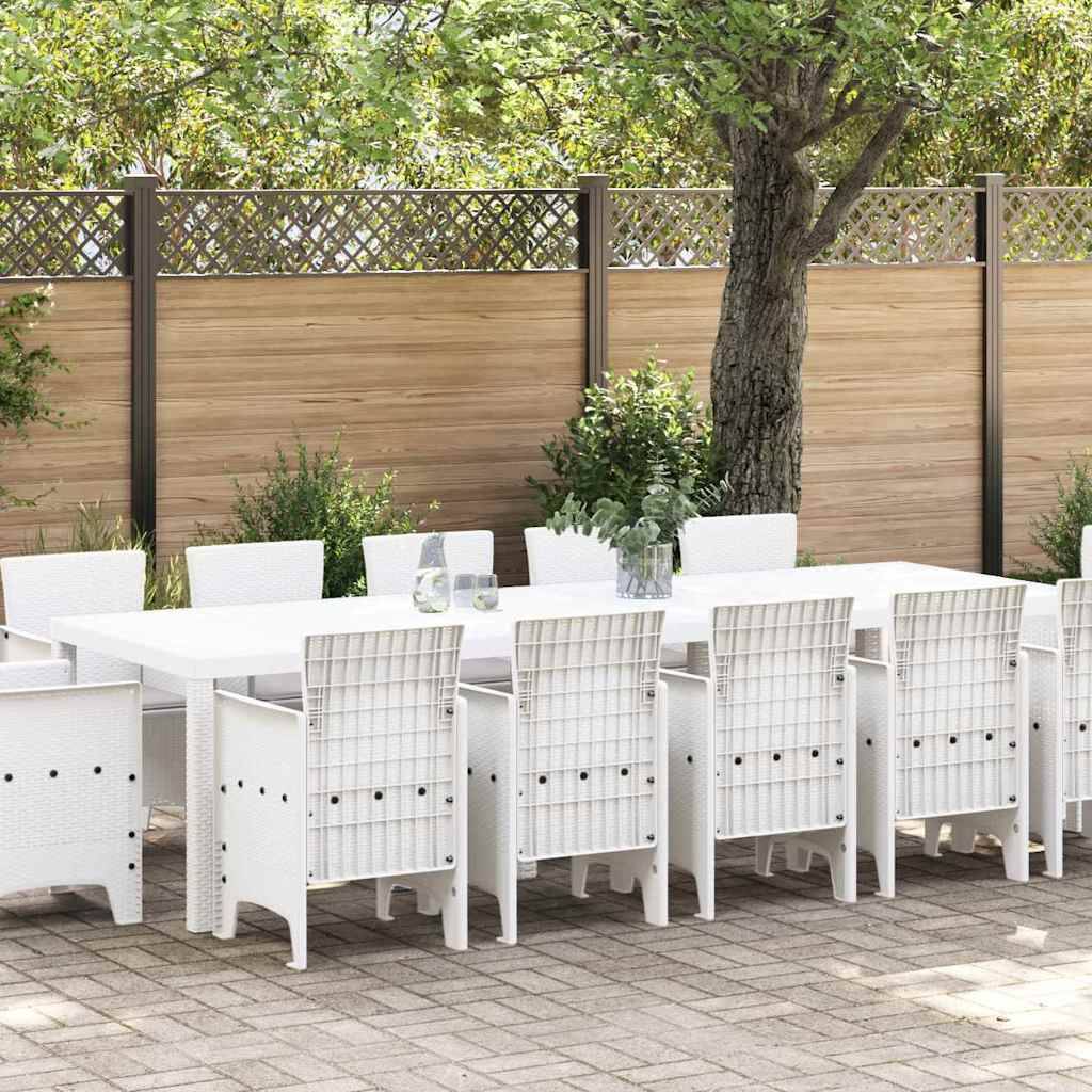 Ensemble Repas Extérieur 12 Personnes Rotin Synthétique Table et Chaises pour Jardin Blanc – ComfortXL Outdoor Living - Image 1