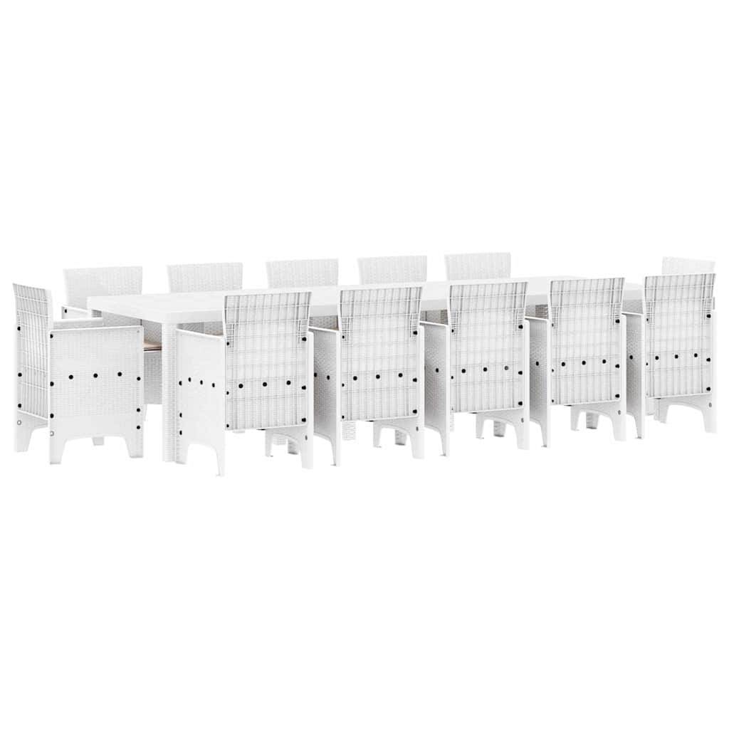 Ensemble Repas Extérieur 12 Personnes Rotin Synthétique Table et Chaises pour Jardin Blanc – ComfortXL Outdoor Living - Image 2