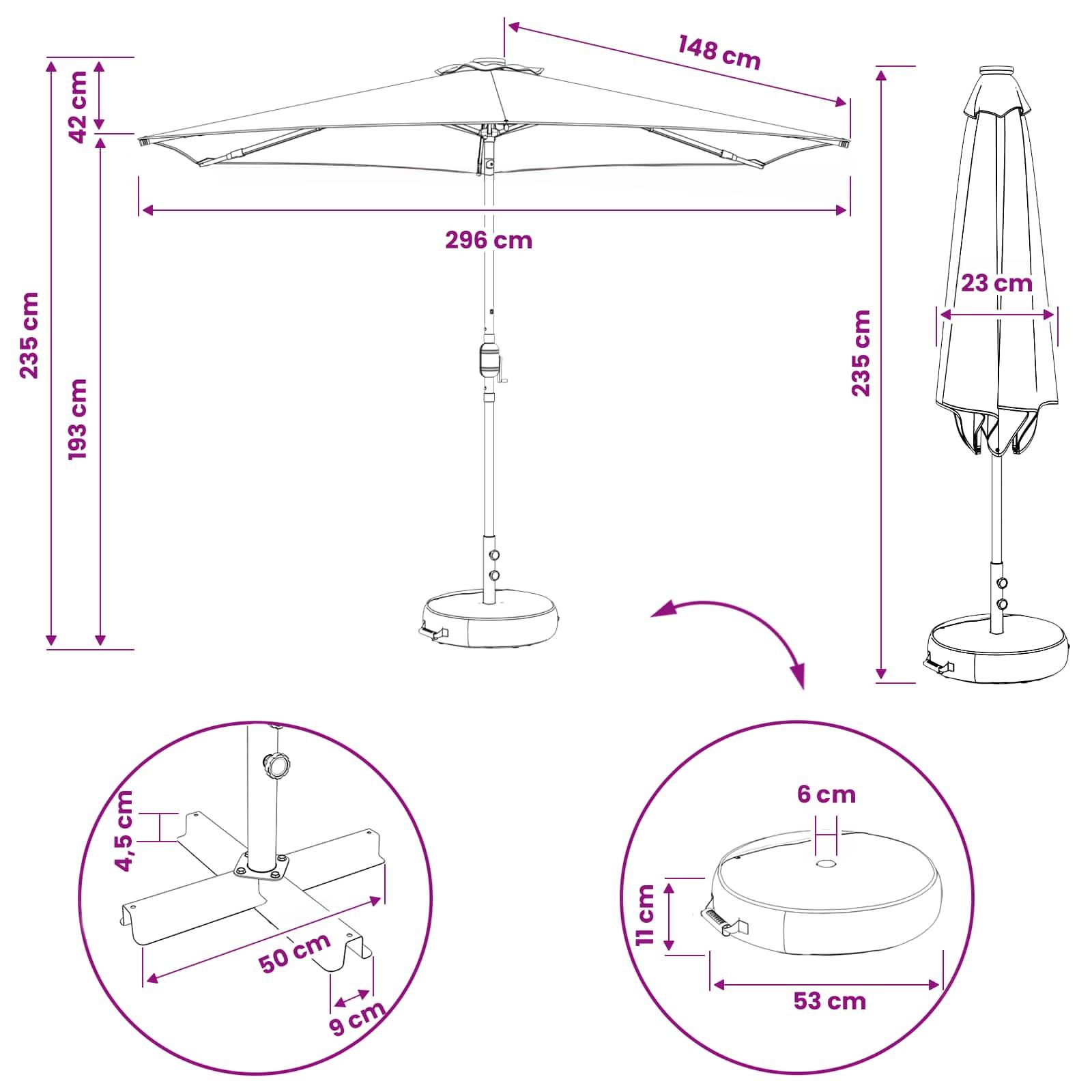Parasol de jardin polyester crème 296 x 296 x 235 cm - PANGIVO - Image 8