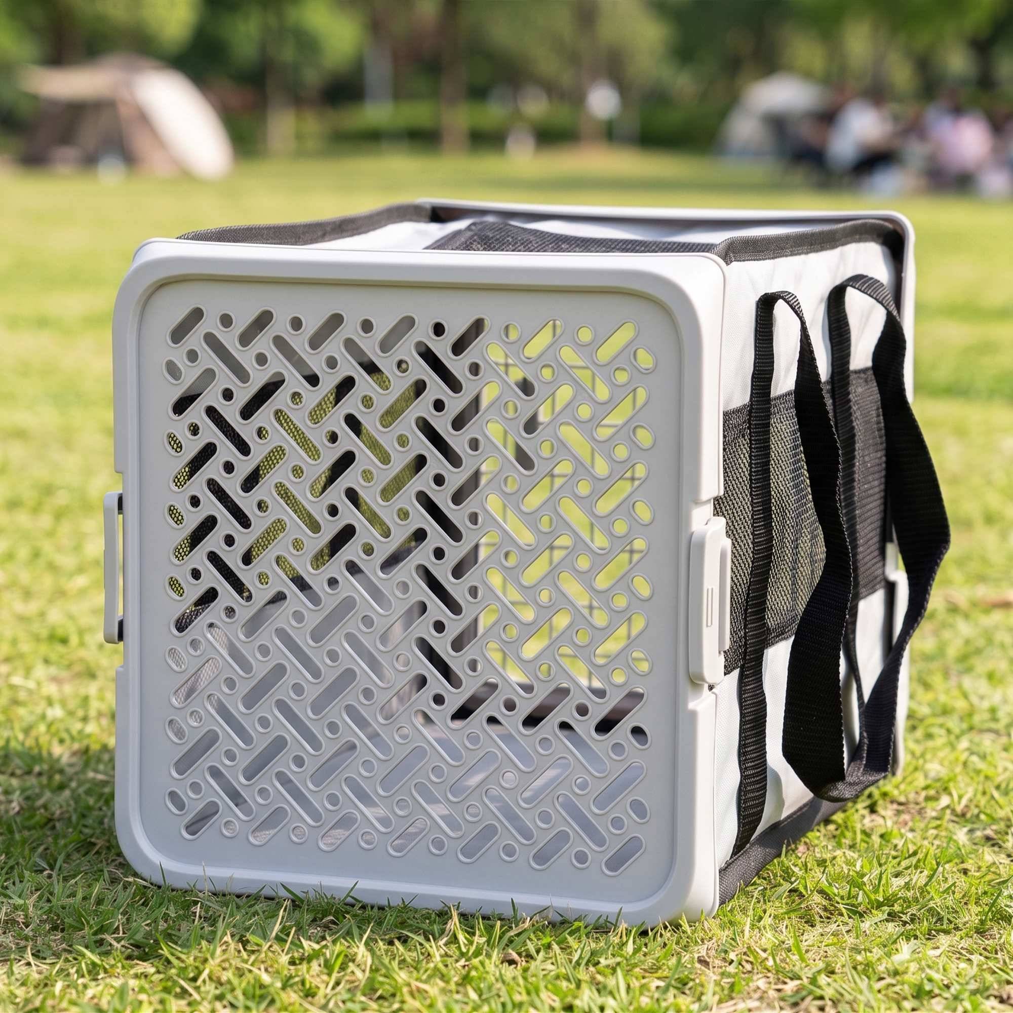 ComfortXL - Sac de transport pliable pour chat et petit chien en tissu 300D gris 49,5 x 34 x 35,5 cm pour trajets quotidiens - Image 9