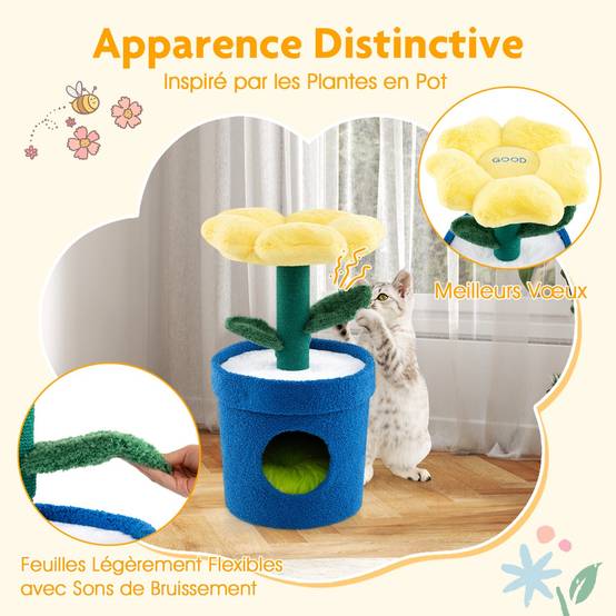 Arbre à Chat Mignon pour Chats d'Intérieur Tour pour Chatons avec Perchoir Rembourré en Fleur - Image 6
