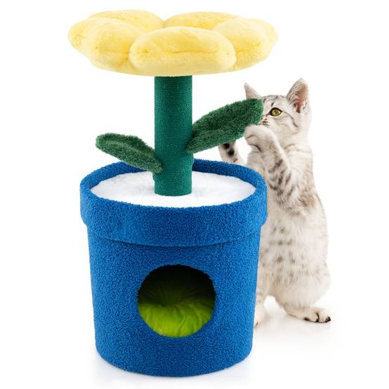 Arbre à Chat Mignon pour Chats d'Intérieur Tour pour Chatons avec Perchoir Rembourré en Fleur - Image 1
