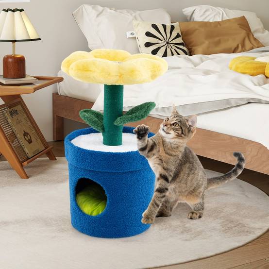 Arbre à Chat Mignon pour Chats d'Intérieur Tour pour Chatons avec Perchoir Rembourré en Fleur - Image 3