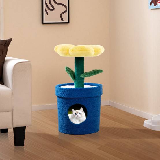Arbre à Chat Mignon pour Chats d'Intérieur Tour pour Chatons avec Perchoir Rembourré en Fleur - Image 4