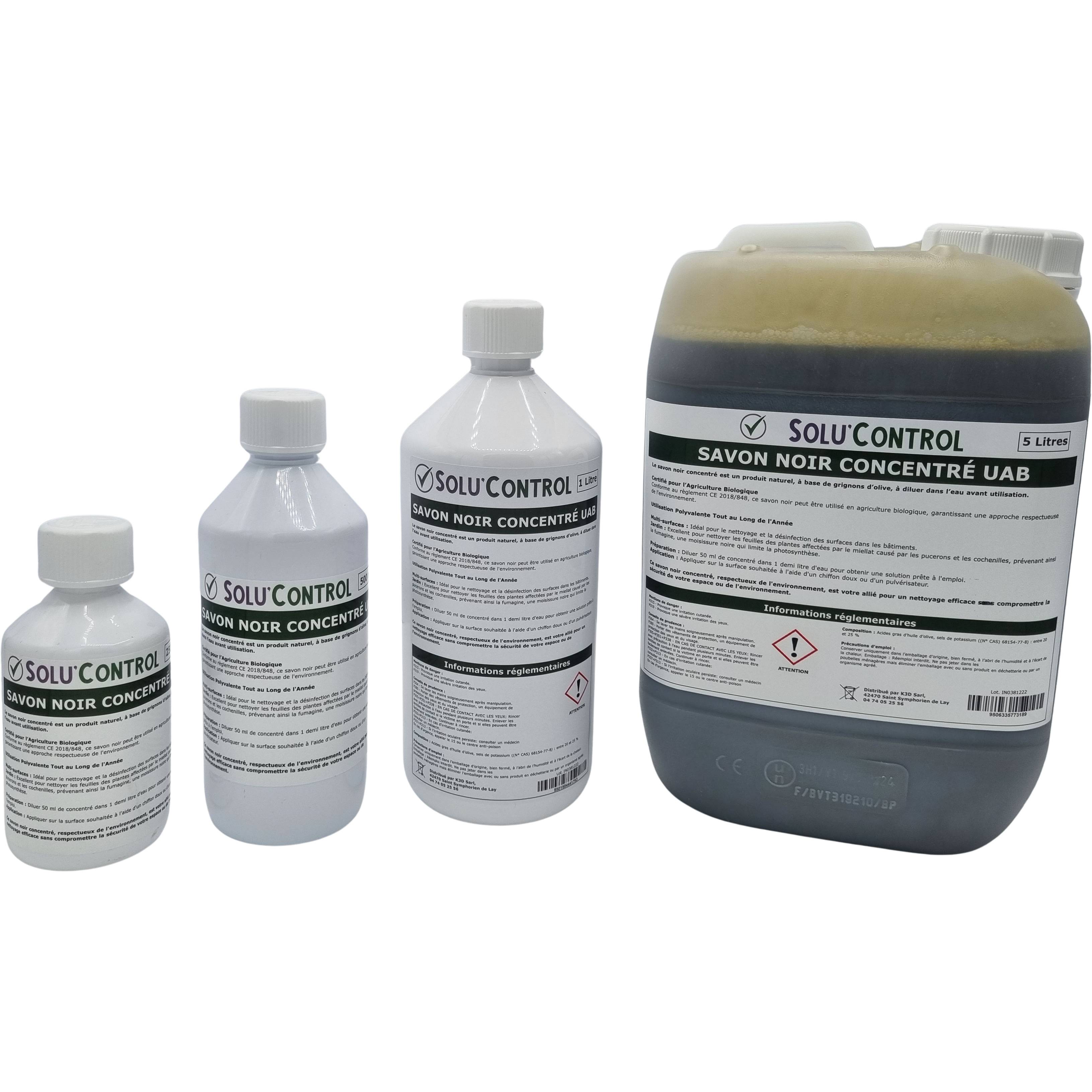 SOLU'CONTROL - Savon Noir Naturel Concentré, 500 ml, Nettoyant Feuilles et Enlève Miellat - pucerons - cochenilles - Imagen 7