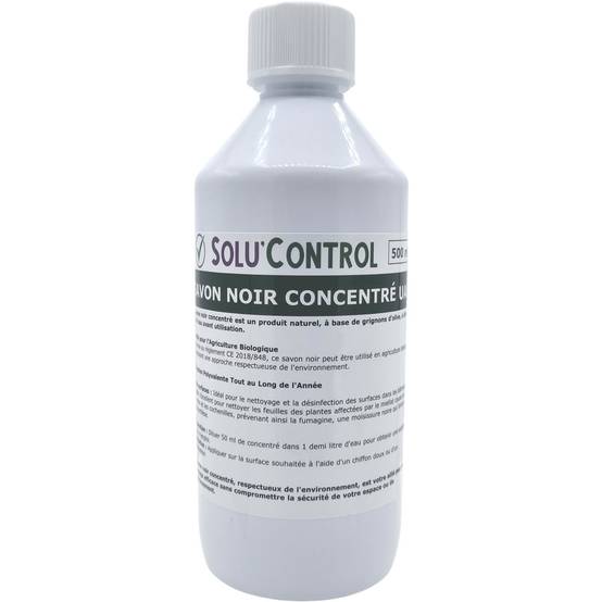 SOLU'CONTROL - Savon Noir Naturel Concentré, 500 ml, Nettoyant Feuilles et Enlève Miellat - pucerons - cochenilles - Image 2