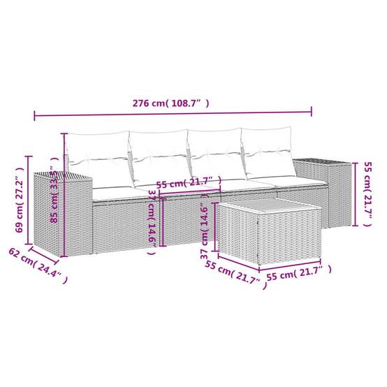 Salon de jardin 4 personnes résine tressée et bois modulable pour terrasse Noir et Crème – ComfortXL Outdoor Living - Image 3