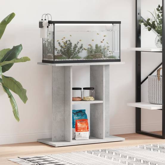 Meuble Aquarium Bois d'Ingénierie Support de Rangement 60x30x60cm Gris Béton - ComfortXL Outdoor Living - Image 1