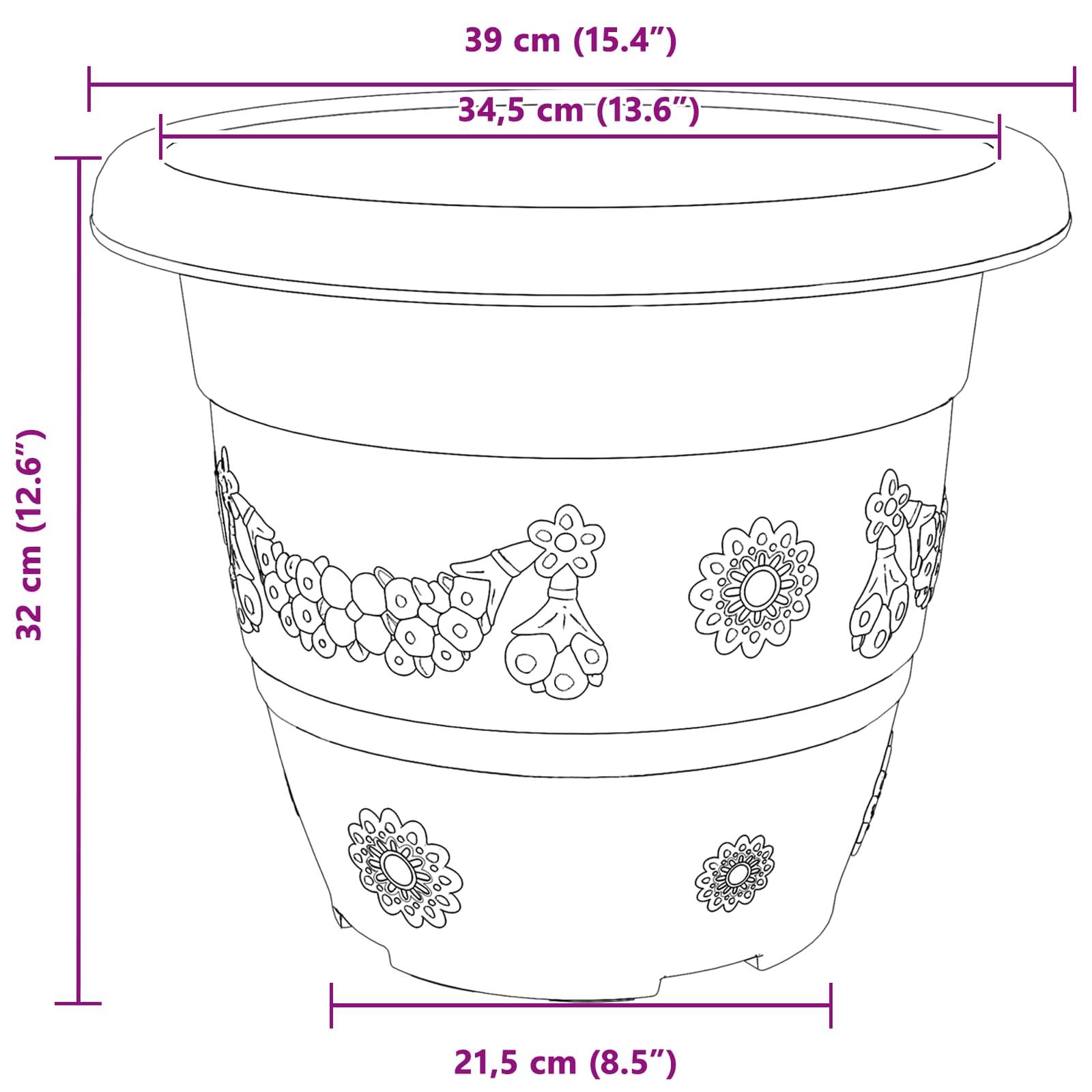 ComfortXL - Lot de 6 Grands Pots de Fleurs Plastique Intérieur Extérieur Drainage 39x32 cm Rouge Brique - ComfortXL Outdoor Living - Image 4