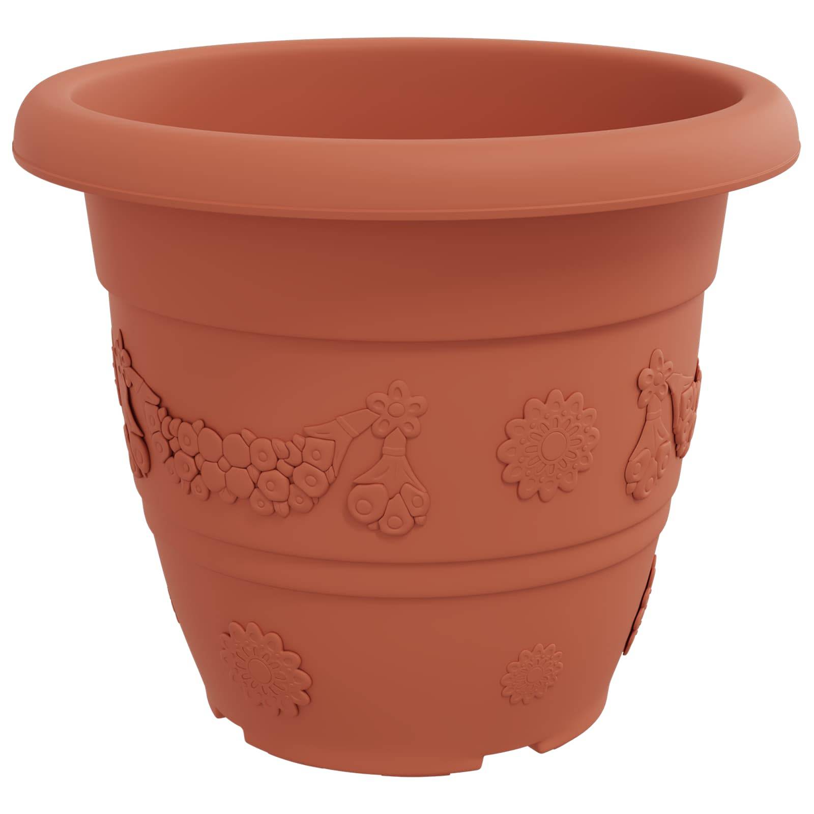ComfortXL - Lot de 6 Grands Pots de Fleurs Plastique Intérieur Extérieur Drainage 39x32 cm Rouge Brique - ComfortXL Outdoor Living - Image 6
