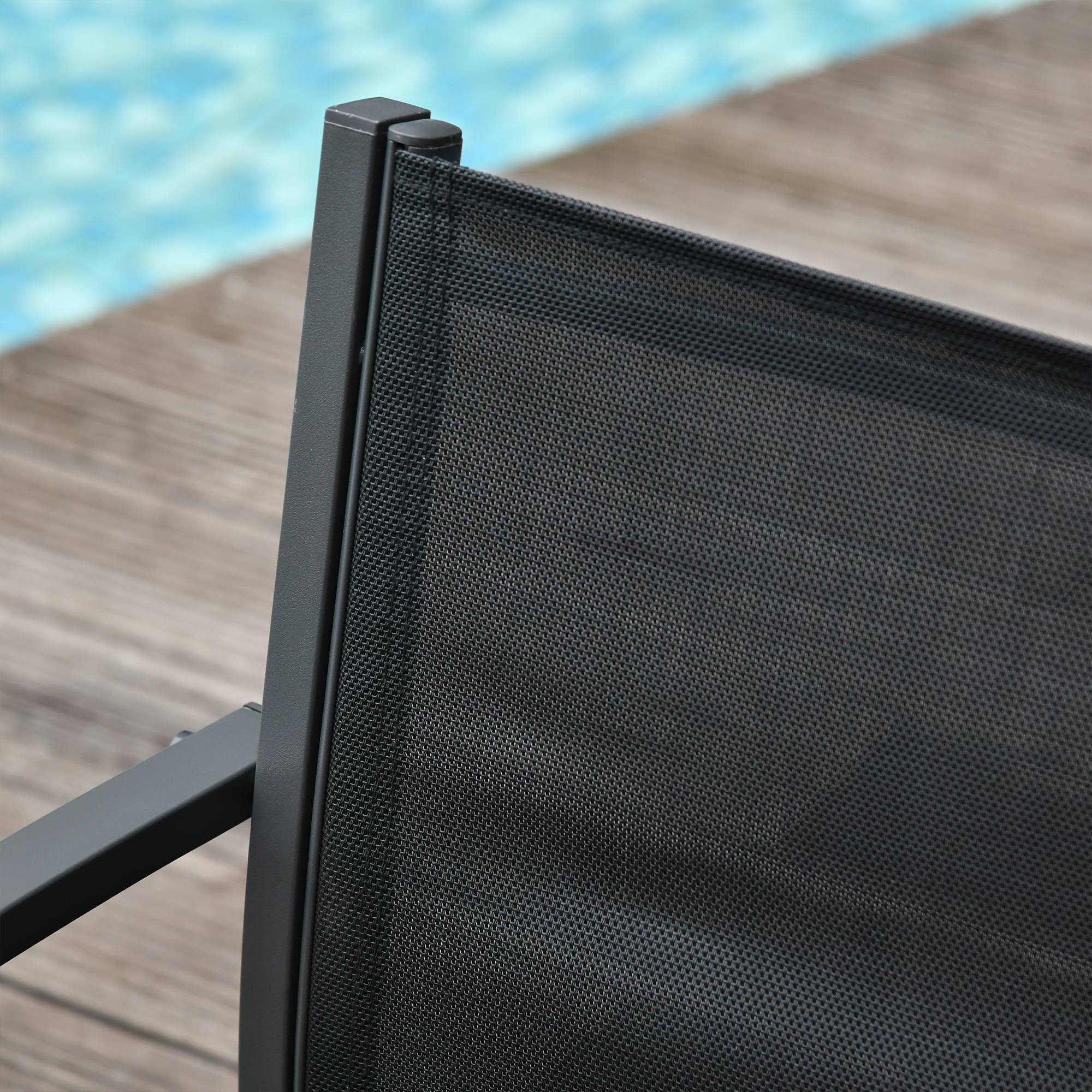 Salon de jardin extérieur 4 personnes, salon de balcon 5 pièces | Mobilier de jardin Noir Métal 105x60x77 cm - Image 8