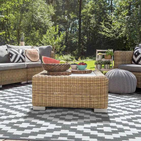 Tapis extérieur rectangulaire réversible 120 x 180 Gris - Image 7