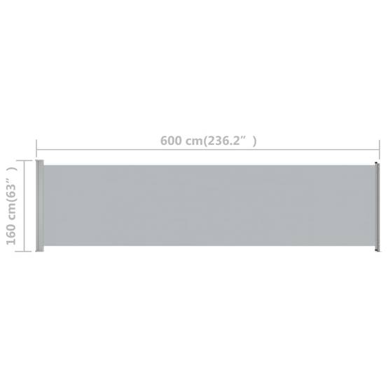 Helloshop26 - Auvent latéral rétractable de patio 600x160 cm gris - Imagen 6