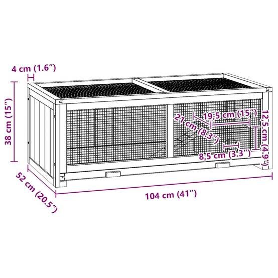 Vidaxl - Cage à hamster 104x52x38 cm bois massif de sapin vidaXL 172383 - Image 3
