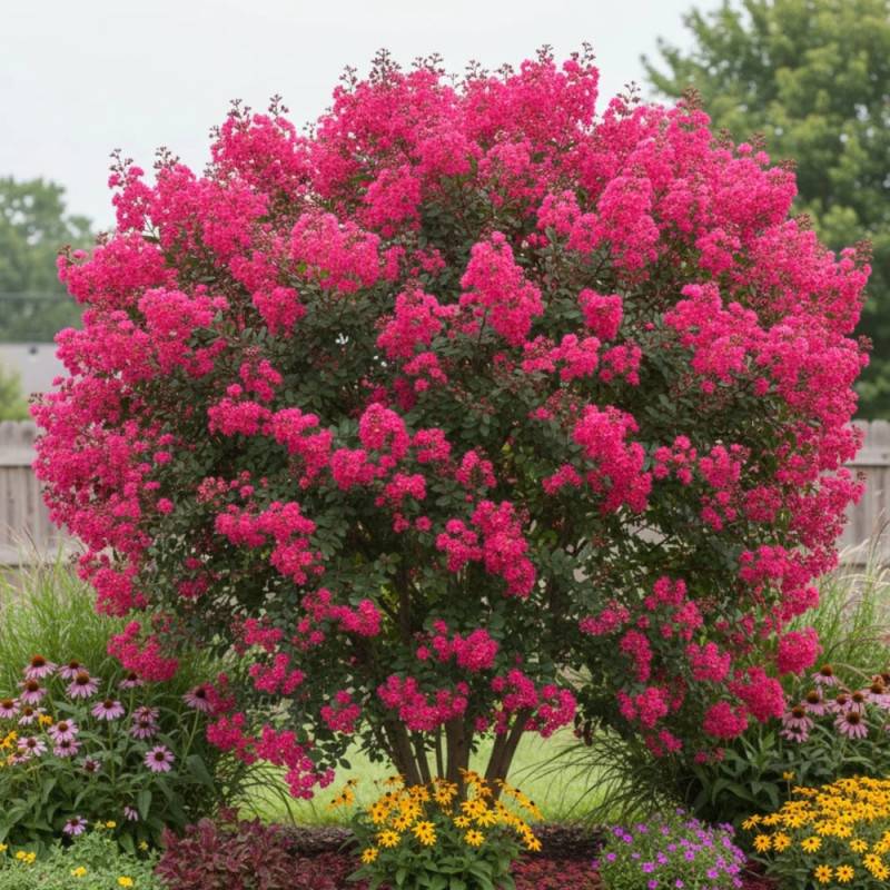 Lilas des Indes Pink Velour, Lagerstroemia à fleurs Rose - feuillage Caduc - Pot de 7,5L - 80/100 cm- hauteur à maturité De 1,00 m à 1,50 m - Image 4