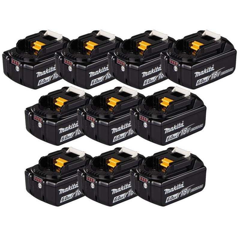 MAKITA Pack de 10 Batteries Li-Ion 18V 6Ah BL1860B - Image 1