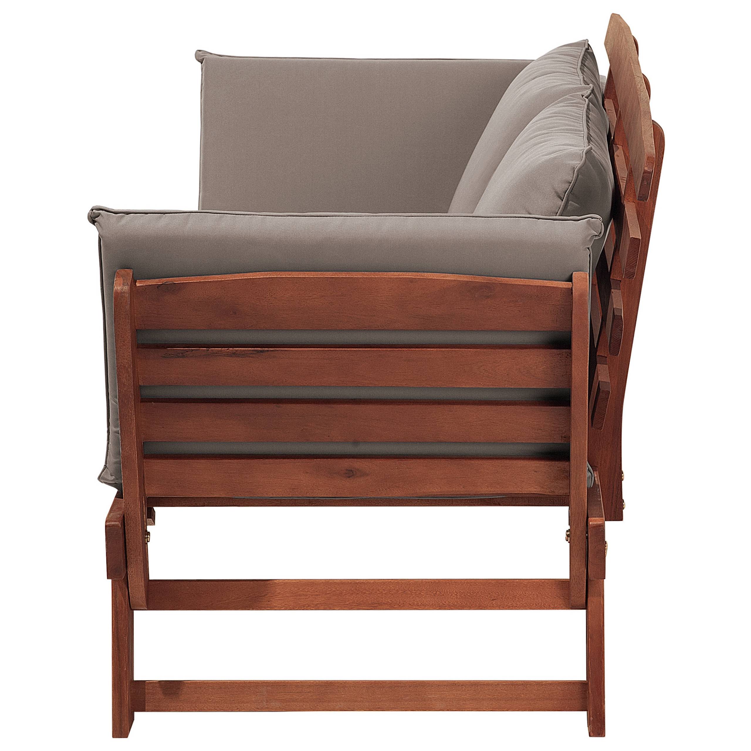 Beliani - Banc, 2 Personnes Bois d'eucalyptus Marron foncé/taupe PORTICI - Beliani - Imagen 6