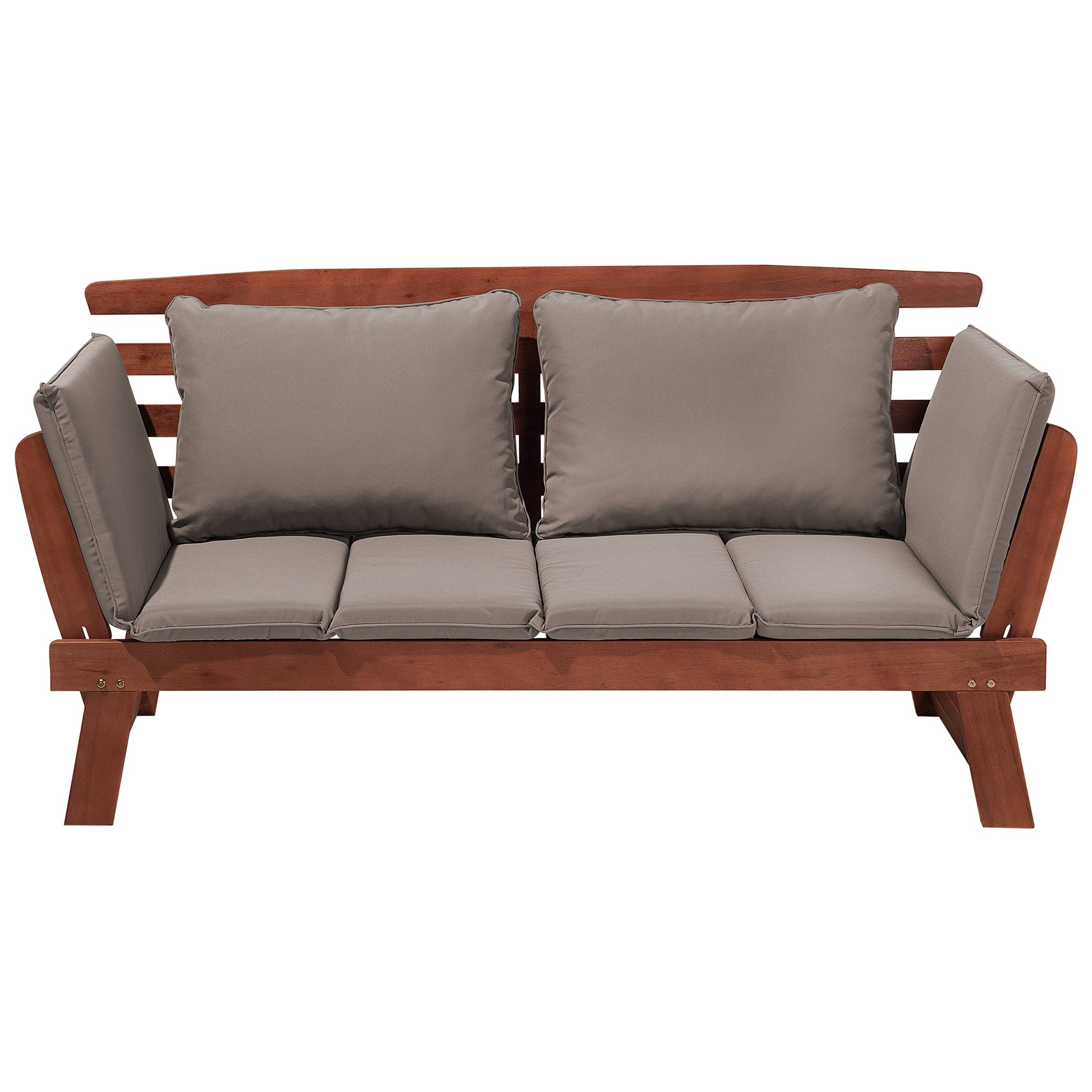 Beliani - Banc, 2 Personnes Bois d'eucalyptus Marron foncé/taupe PORTICI - Beliani - Imagen 2
