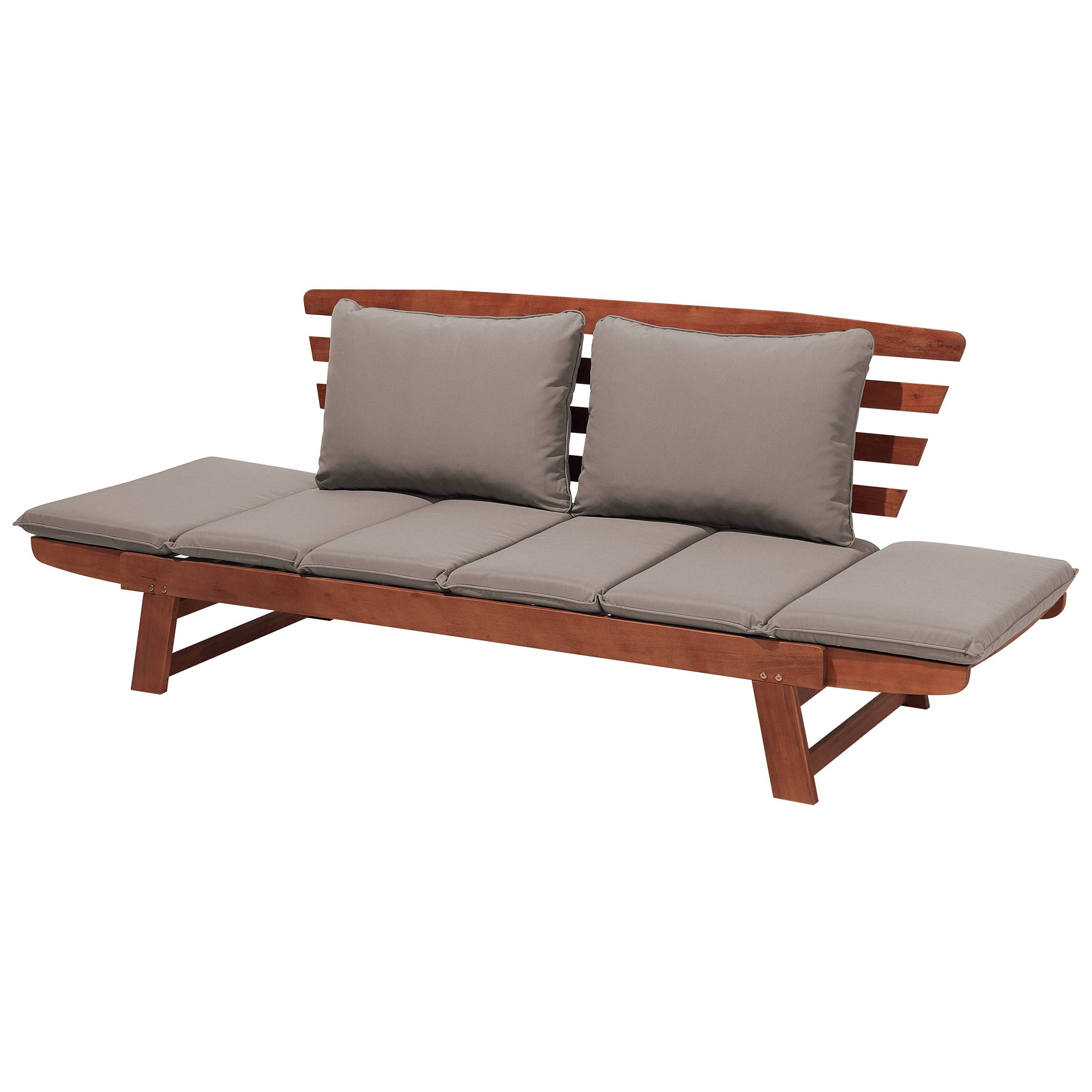 Beliani - Banc, 2 Personnes Bois d'eucalyptus Marron foncé/taupe PORTICI - Beliani - Imagen 5