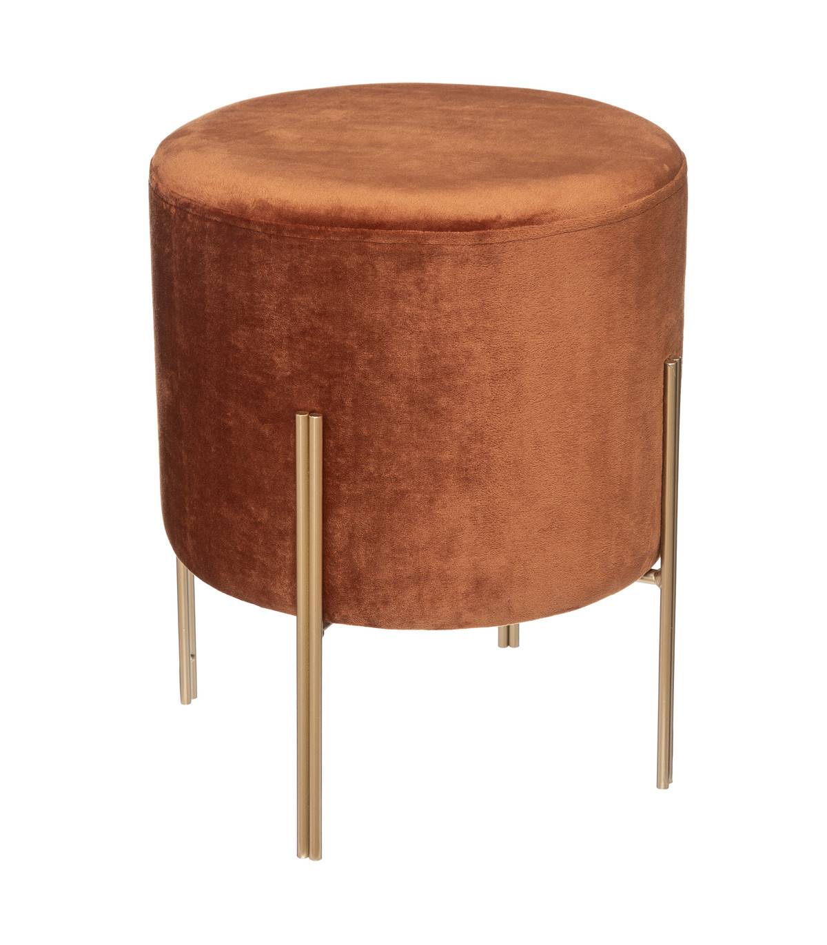 Tabouret Velours Ambre et pied en métal H 40 cm