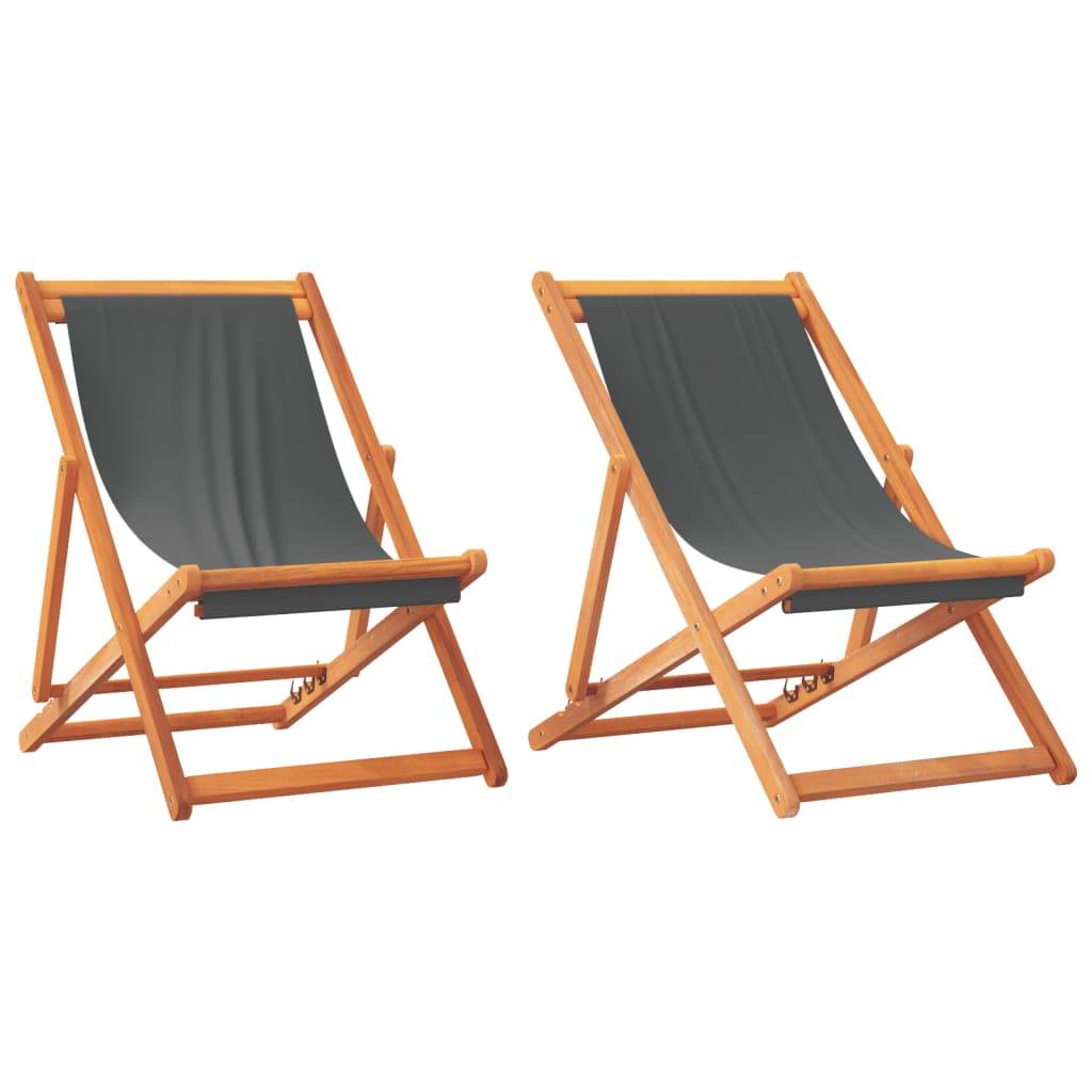 Maison Chic - lot de 2 Chaises de plage pliables - Bain de soleil - Transat gris tissu HL279 - Image 1