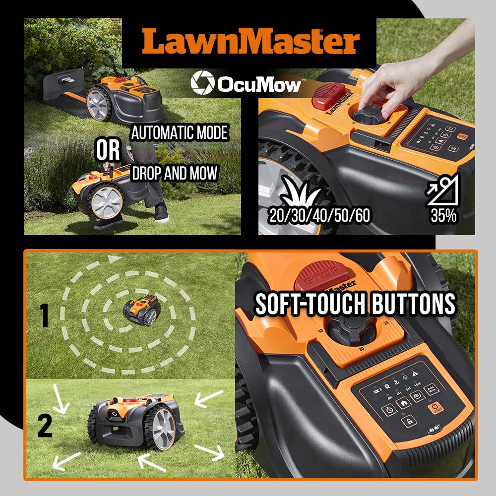 Lawnmaster - Robot tondeuse autonome 18V sans fil périmétrique avec station de charge et garage - Max 400m² - Image 4