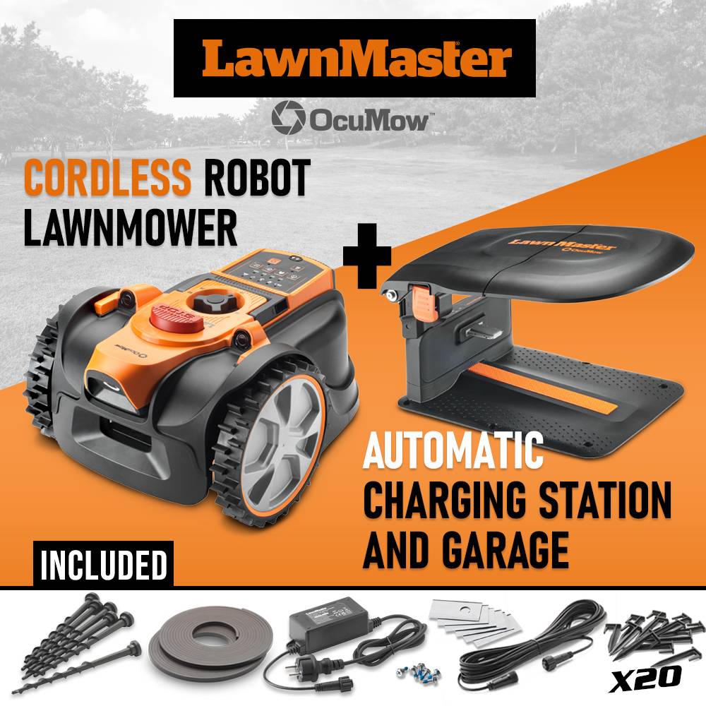 Lawnmaster - Robot tondeuse autonome 18V sans fil périmétrique avec station de charge et garage - Max 400m² - Image 2