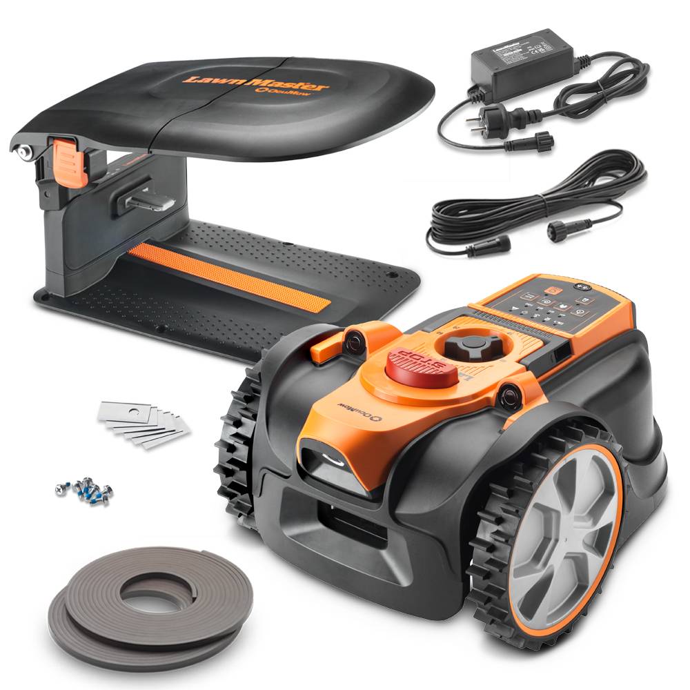 Lawnmaster - Robot tondeuse autonome 18V sans fil périmétrique avec station de charge et garage - Max 400m² - Image 1