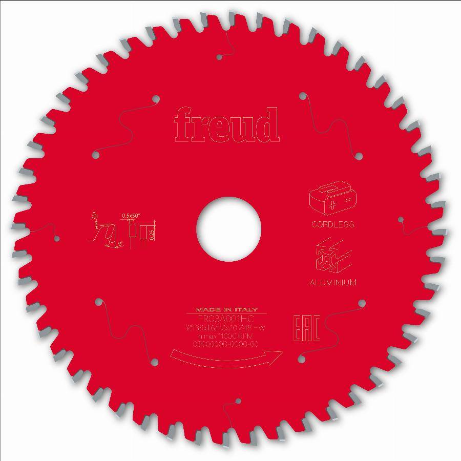 Lame pour scie circulaire portative sans fil FREUD - Ø136 1,6/1 AL20 Z48 TP 0° - F03FS10082 -FR03A001HC - Imagen 2