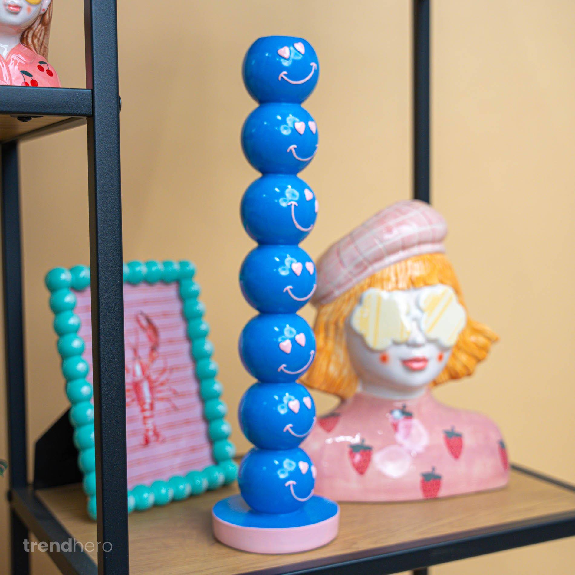 Bougeoir smiley bleu - 36 cm - Image 3