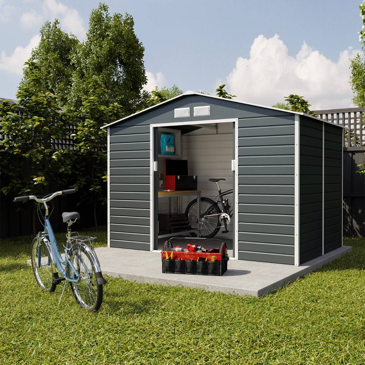 Abri de jardin métal gris 4,83 m2 + kit d'ancrage Jardiland — free download