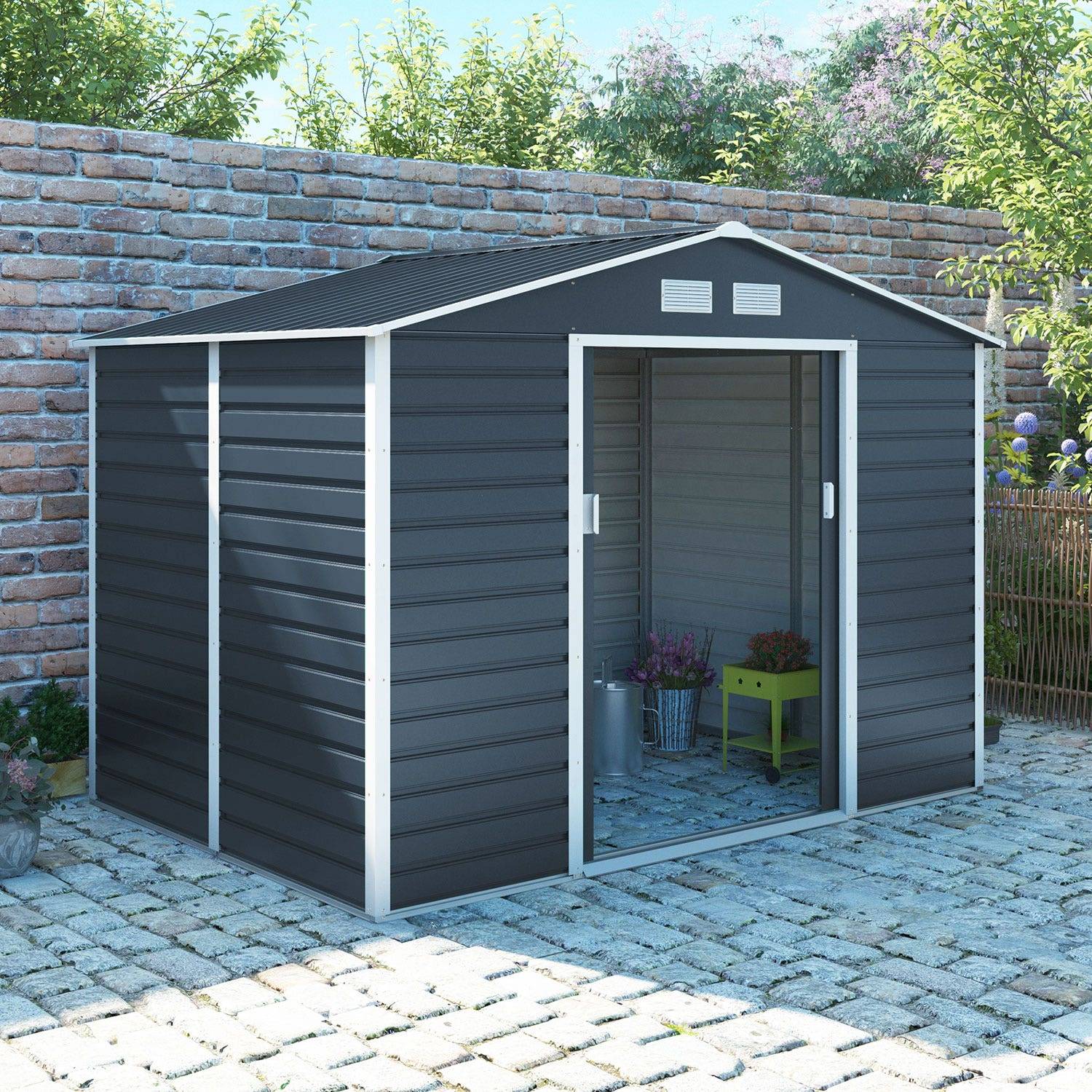 Abri de jardin métal gris 4,83 m2 + kit d'ancrage Jardiland — free download